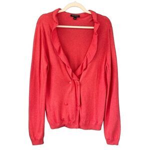 S3 Banana Republic Pink Cotton‎ Viscose Ruffle Cardigan Sweater Size Large